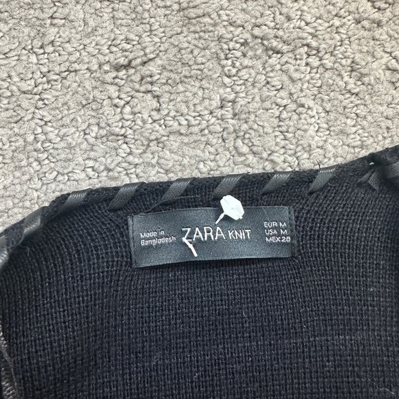 ZARA KNITTED BLACK FRINGE CARDIGAN JACKET - Picture 4 of 7